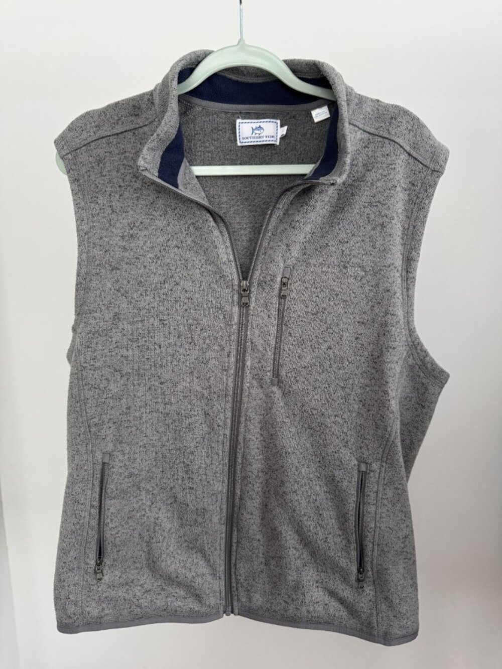 Southern Tide Full Zip Fleece Vest Men's Large Gray
